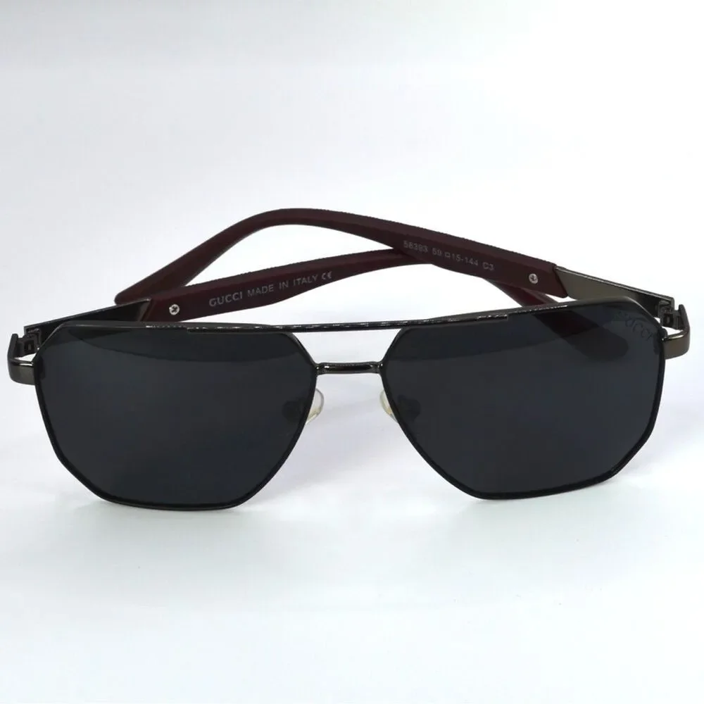 Gucci Men Aviator Sunglasses | Gunmetal/Black | Gray Lens | New | No Tags